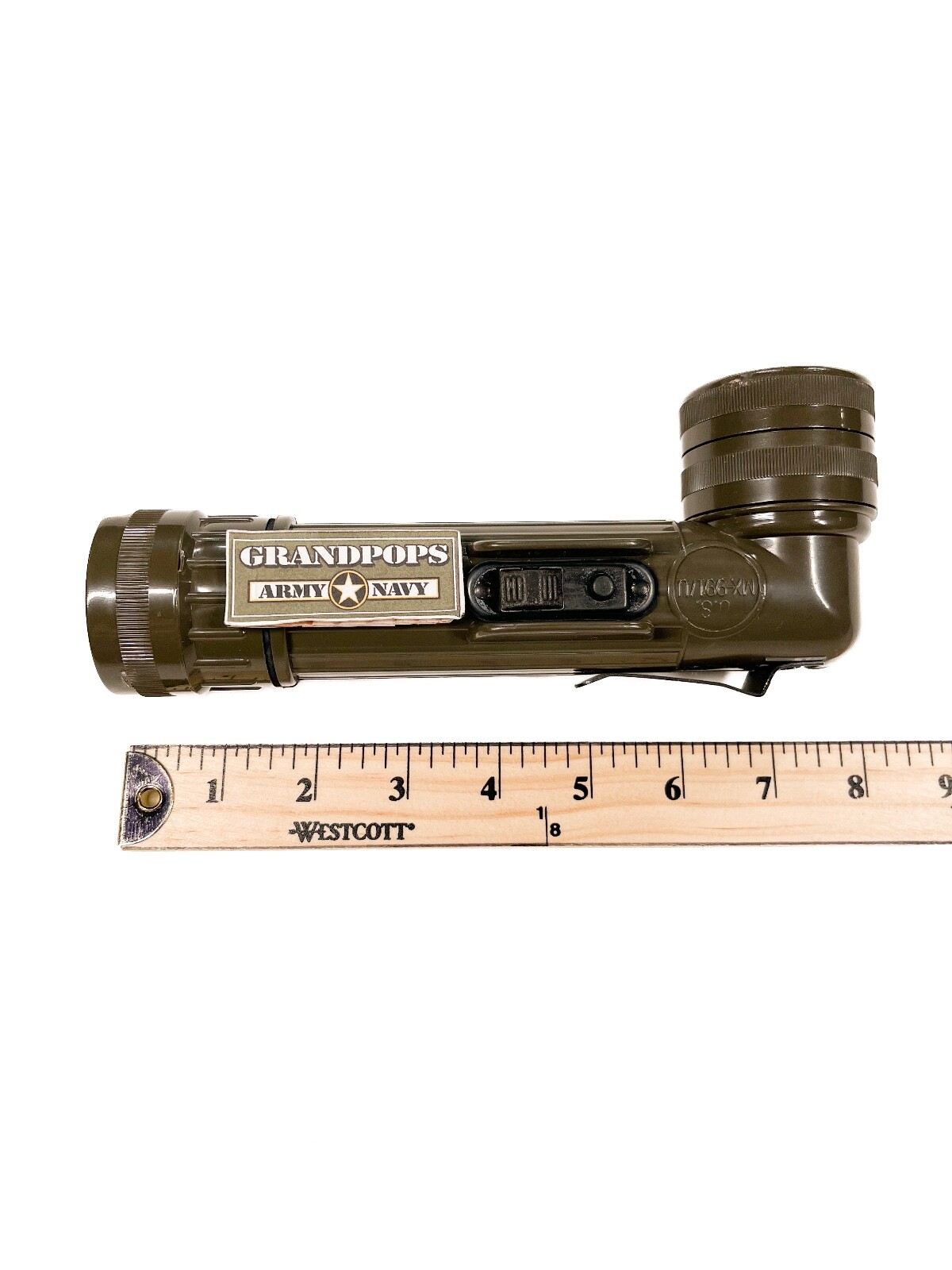 U.S. MILITARY ISSUE FULTON MX-991/U OD GREEN ANGLEHEAD FLASHLIGHT MADE USA *NEW*