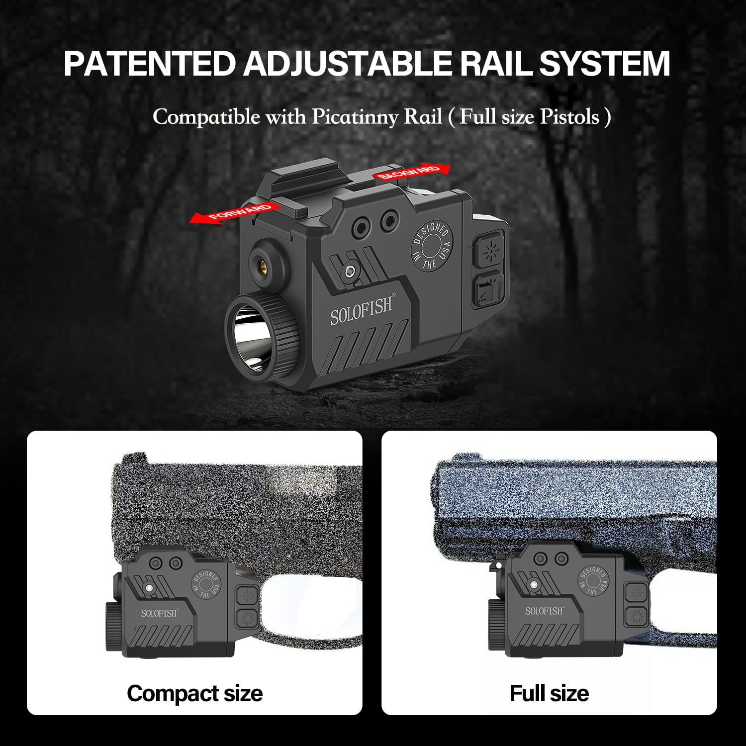 Solofish 800 Lumens Pistol Light Laser Combo, Strobe Green Combo