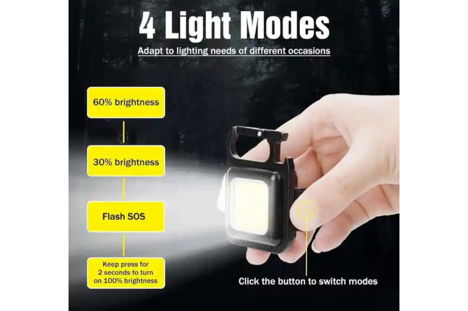 6 Pack KeyChain Magnetic Mini Flashlight 4 Modes Rechargeable Waterproof