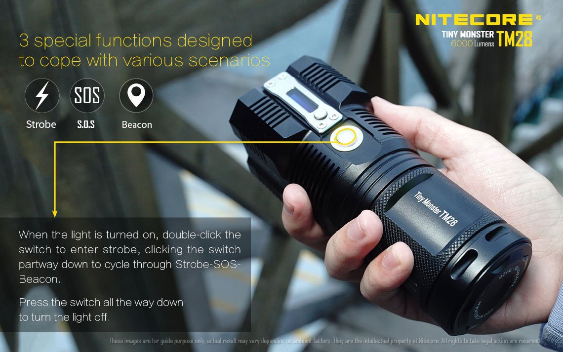 Nitecore TM28 6000 Lumen Rechargeable Flashlight w/4x Nitecore 3100mAh 18650