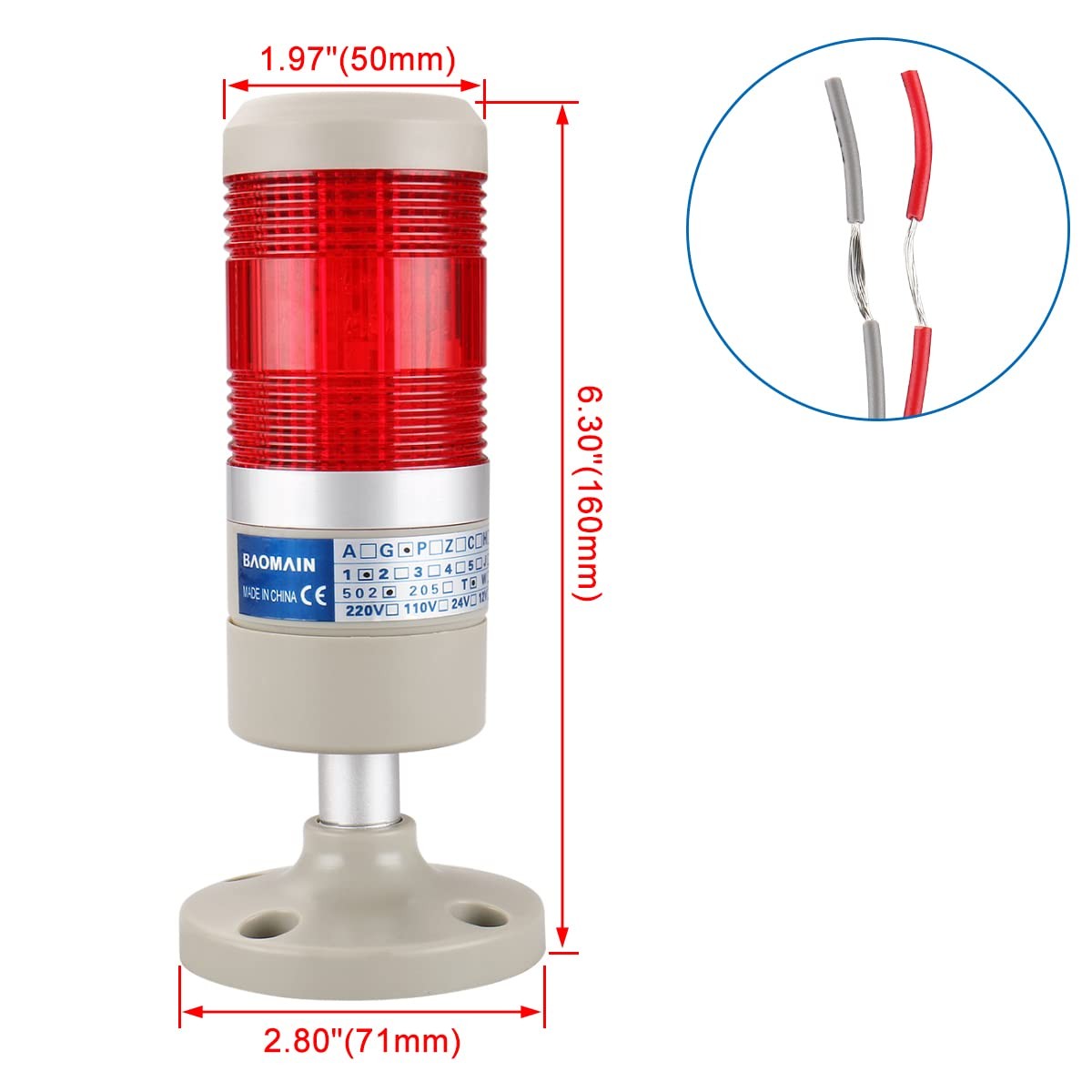 BAOMAIN Industrial Signal Light, Electric Fence Indicator Light with Mounting…