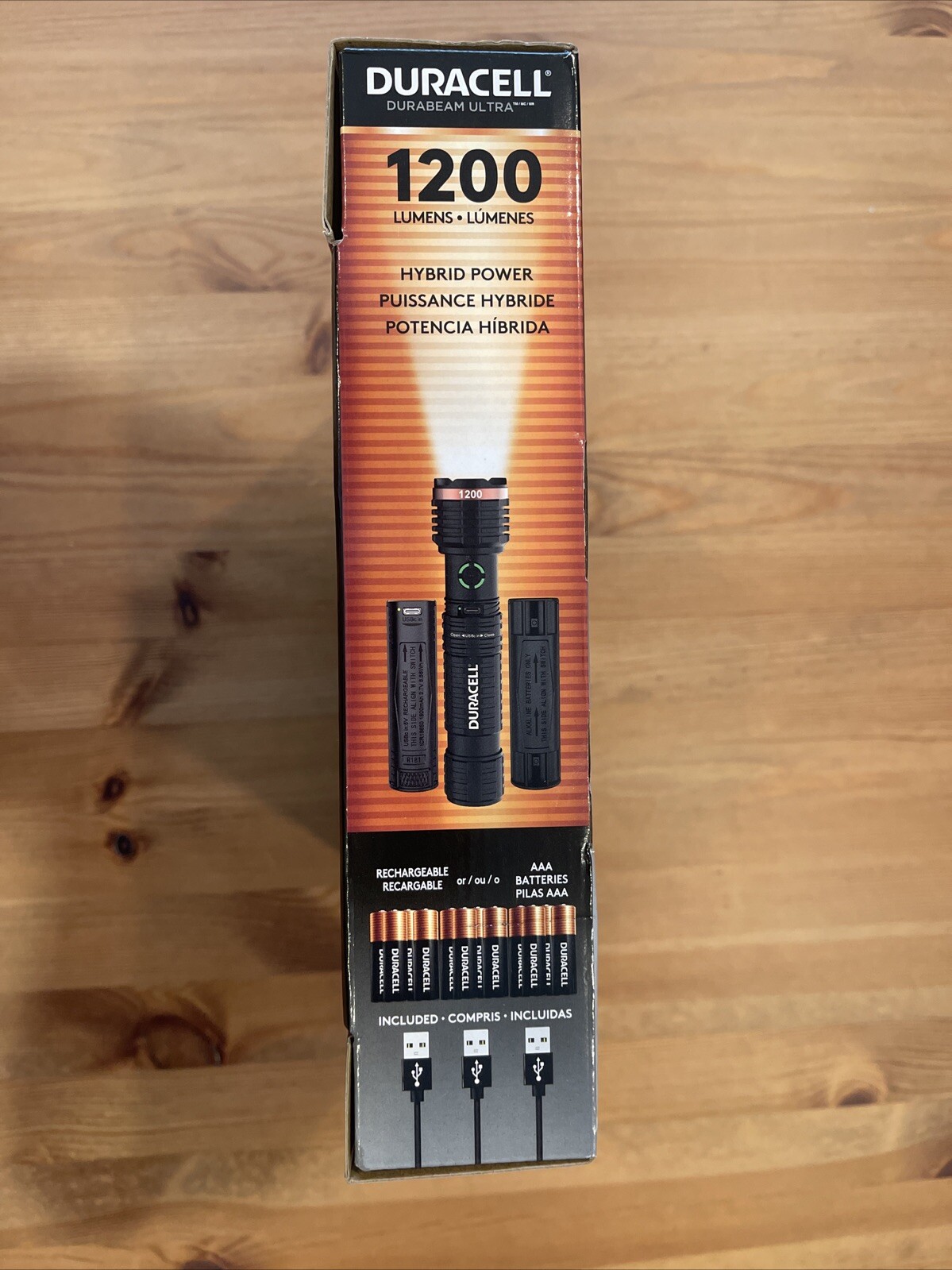 Duracell Ultra Hybrid LED Flashlights 1200 Lumens Rechargeable or AAA, 3 Pack