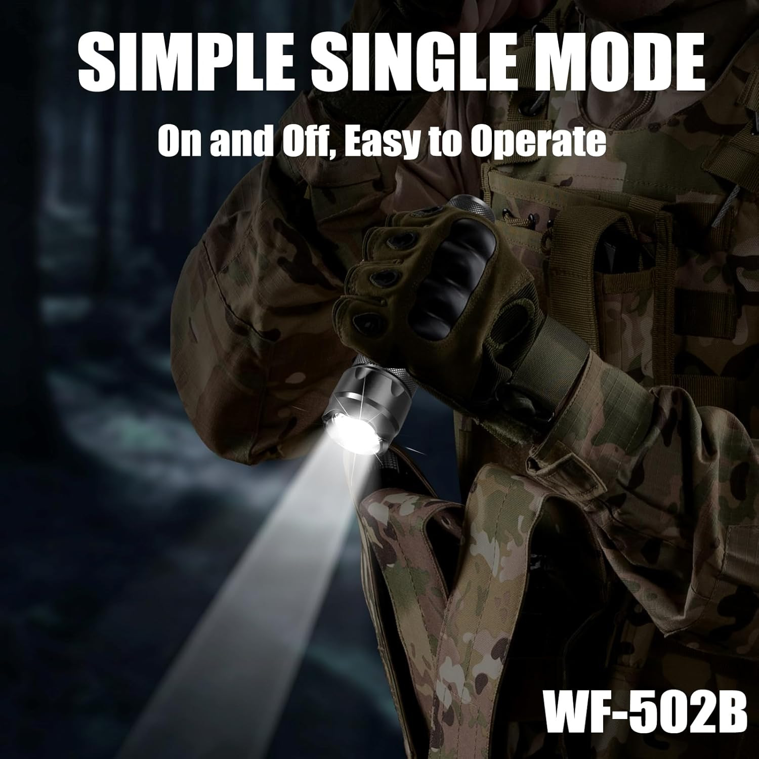 WF-502B Single Mode Flashlight with Holster,1000 Lumen Tactical