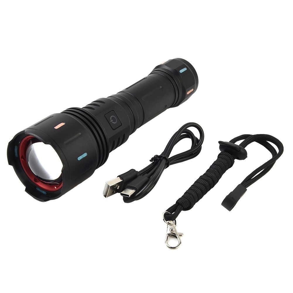 Outdoor Camping LED Flashlight Fluorescent Rechargeable TYPE-C USB Charging