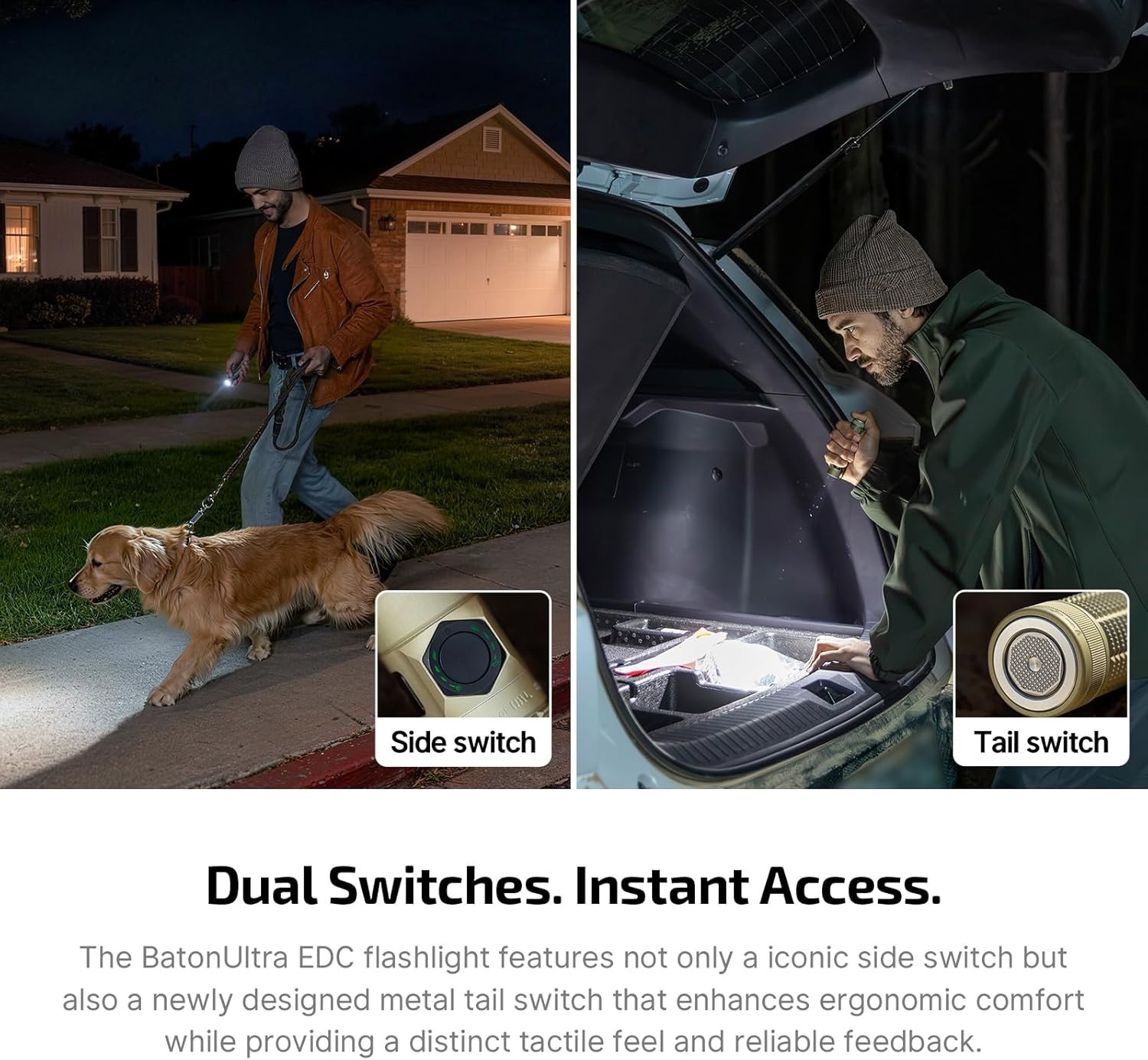 Olight Baton Ultra 1800Lm Olive Green Dual Switches Flashlight, Magnetic & USB-C