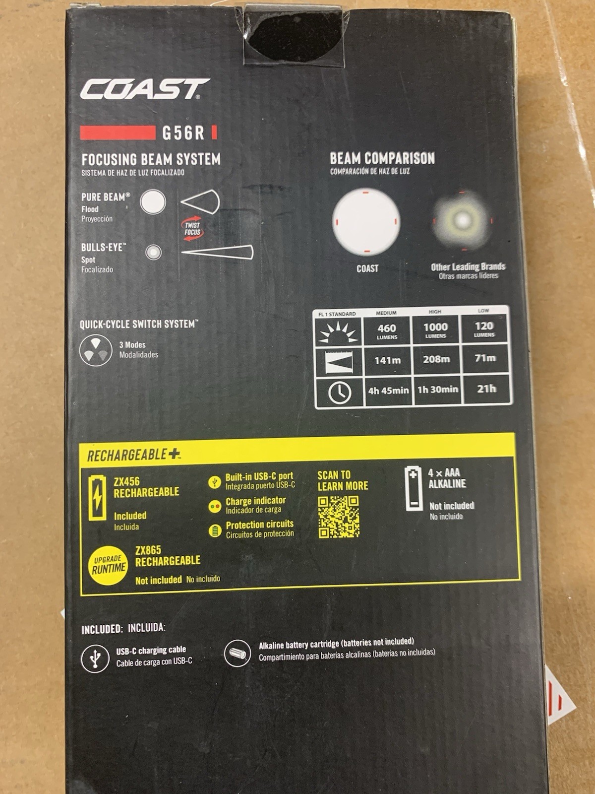 Coast G56R 1000 Lumens USB-C Rechargeable IP54 Twist-Focus Flashlight (Lot of 2)