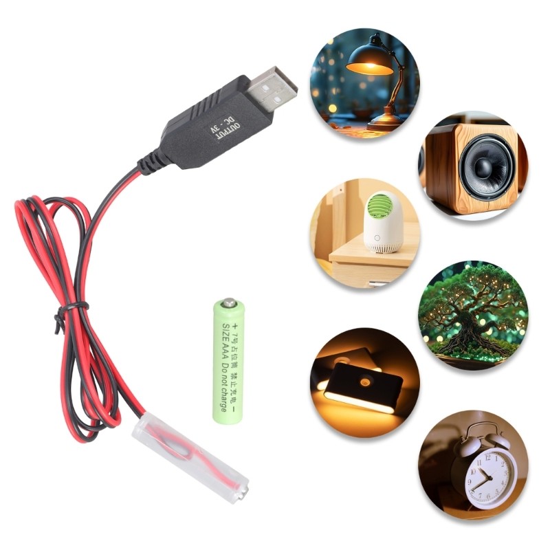 Universal USB 5V to 3V 2Pcs 3A Battery Eliminators USB Power Supply Cable