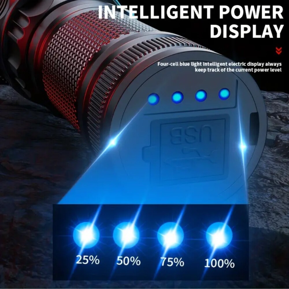 Flashlight 30W LEP Super Bright Torch Hunting White Light Built-in Battery US