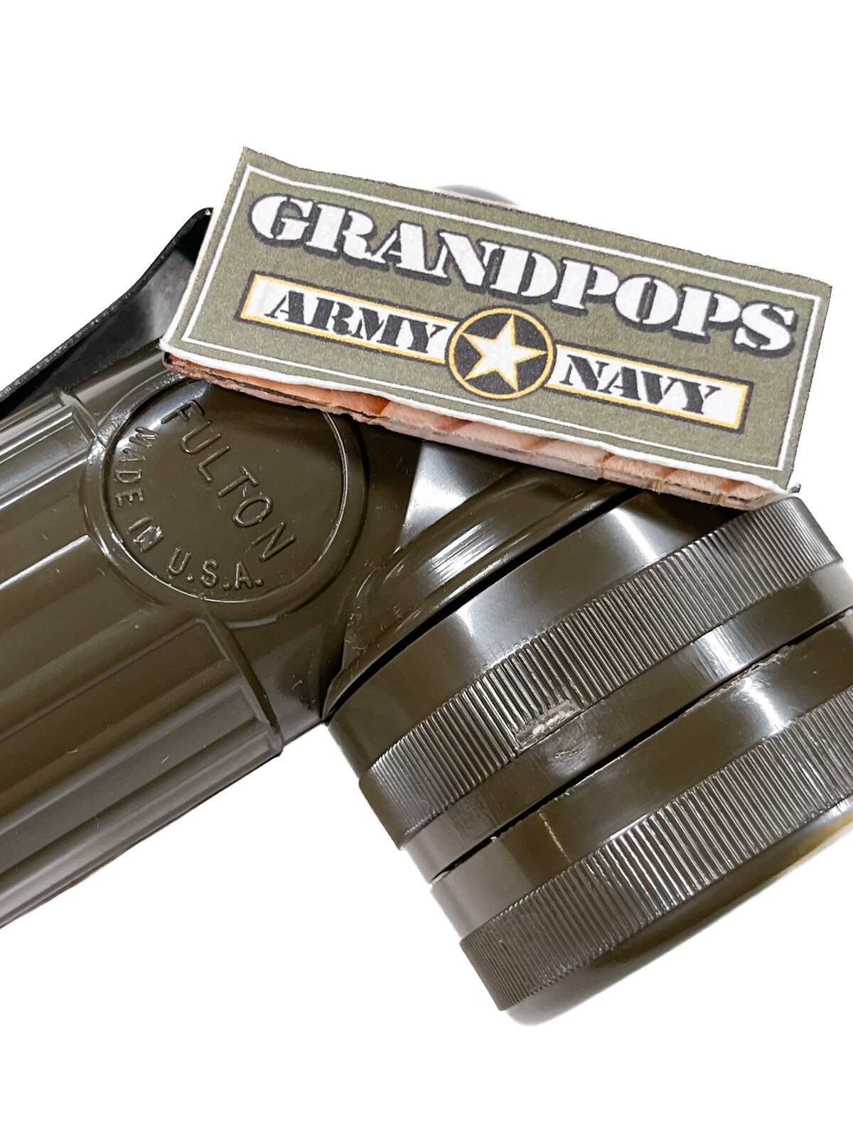U.S. MILITARY ISSUE FULTON MX-991/U OD GREEN ANGLEHEAD FLASHLIGHT MADE USA *NEW*