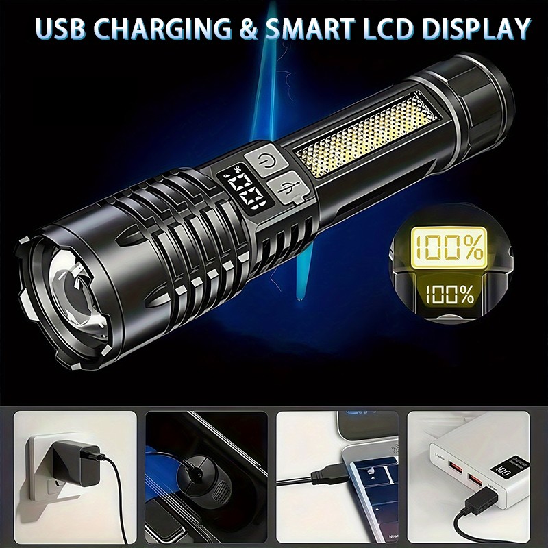 990000000Lumen Super Bright LED Tactical Flashlights Rechargeable LED Work Light