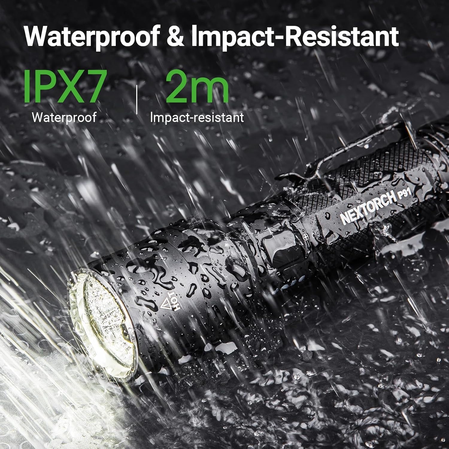 Nextorch P91 5000 Lumen Dual Switch Rechargeable Flashlight, Strobe, Glass Break