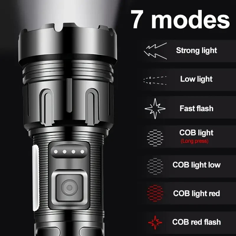 Led Flashlight Tactical Rechargeable Super Bright Torch 9000 Lumens 7modes