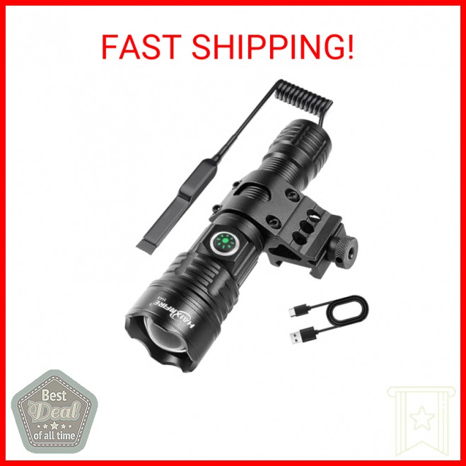 haixnfire Tactical Flashlight Type-C USB Rechargeable 6000 lumens Zoomable LED W