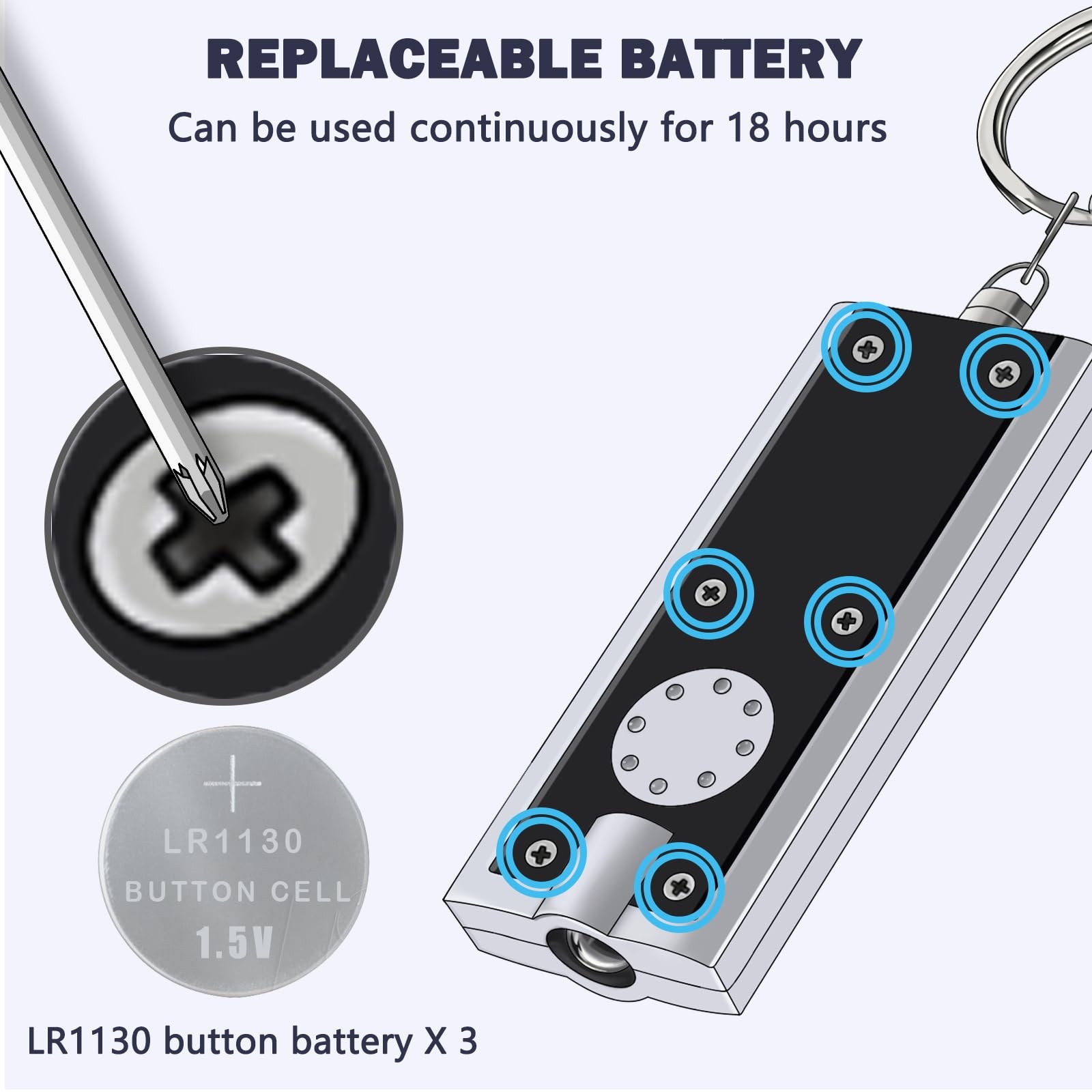 8 Pack Mini LED Keychain Flashlight Tiny Pocket Key Ring Light White Ultra Beam