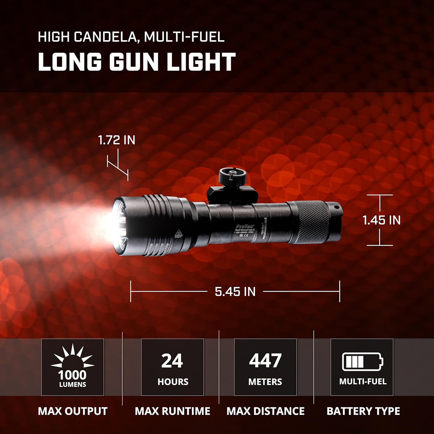 88066 ProTac Rail Mount HL-X 1000-Lumen Multi-Fuel Weapon Tactical Flash Lights