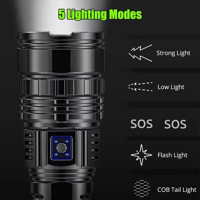 Rechargeable 990000LM LED Flashlight Tactical Police Super Bright Torch Zoomable