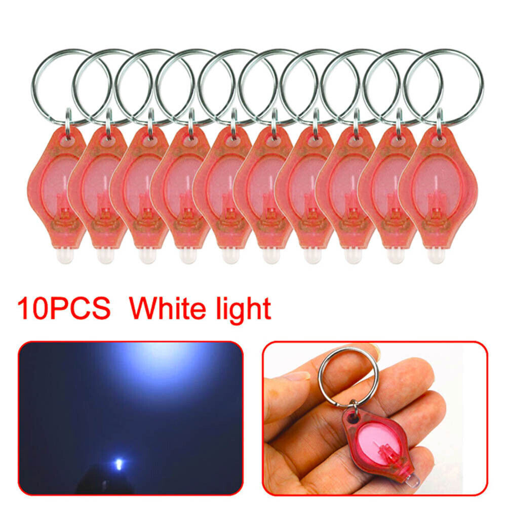 10pcs Mini Bright LED Micro Light Keychain Squeeze Light Key Ring Camping