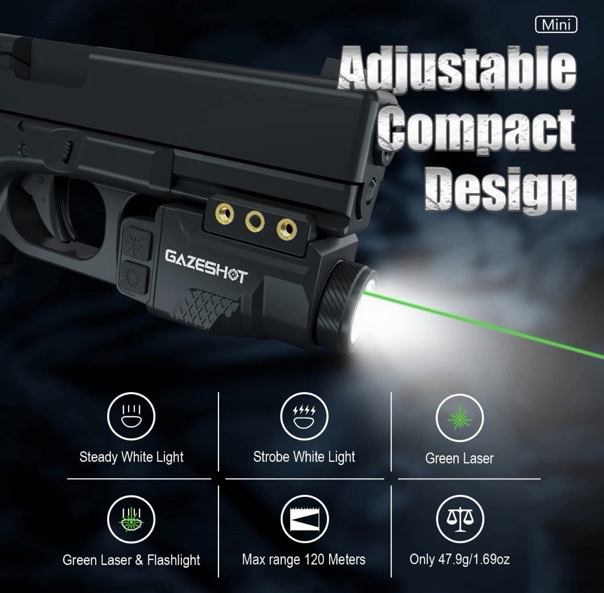 GAZESHOT Mini 700 Lumen Pistol Light Laser Combo Light Tactical 700 Lumens
