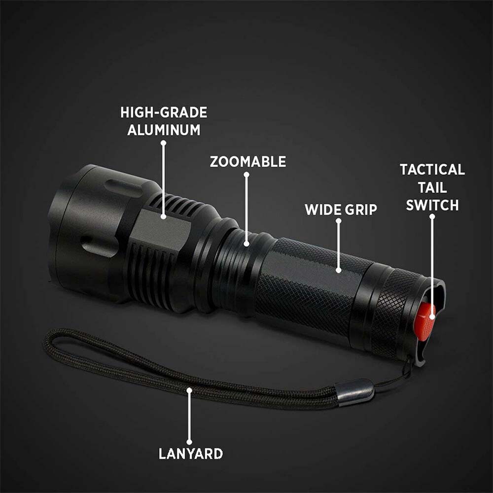 990000LM Adjustable Focus LED Flashlight Torch Light 26650 Zoom 3 Modes Lights