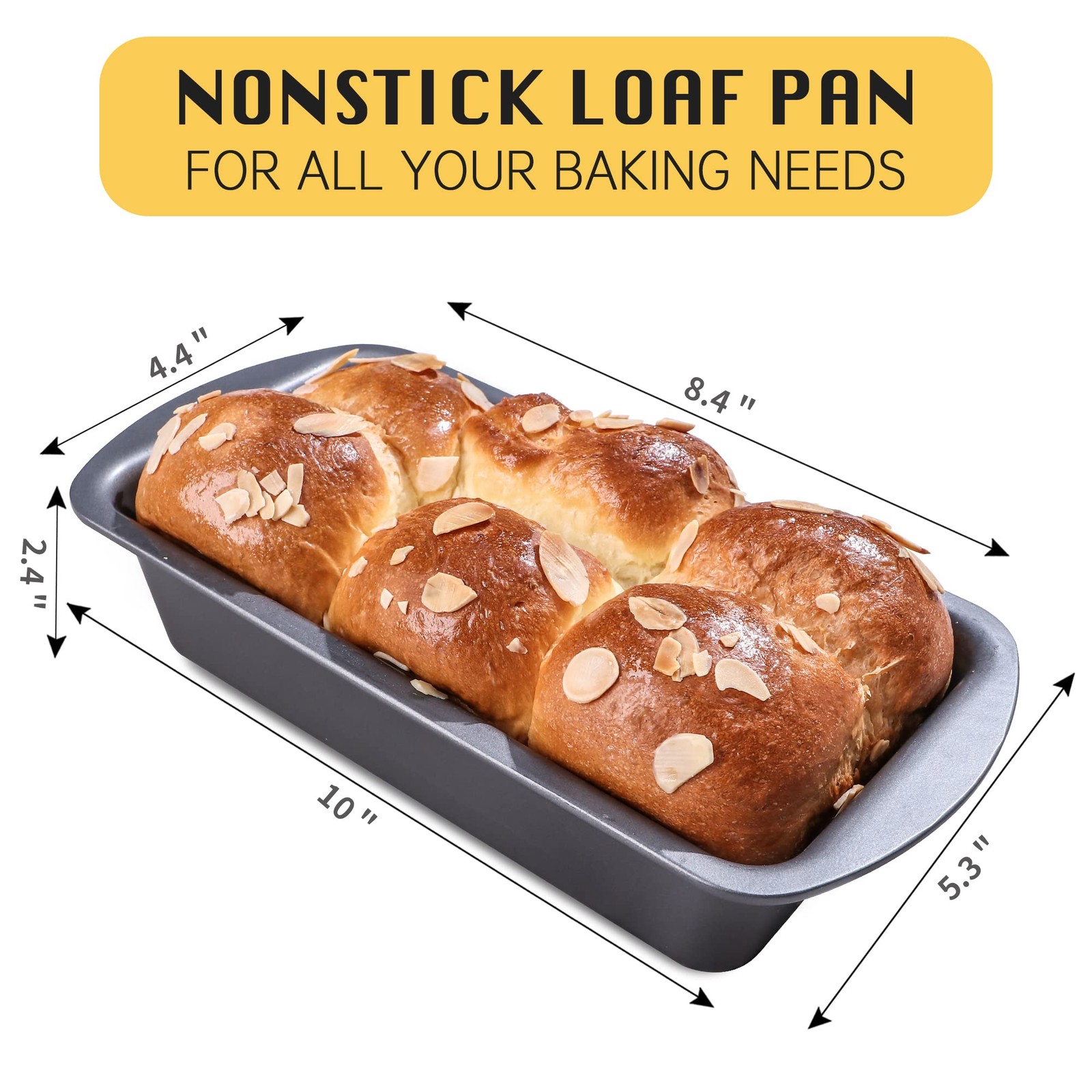 HONGBAKE 6 Pack Bread Pan 1 Lb, 8.5 x 4.5 Inch 6 x x 2.5″, Gray