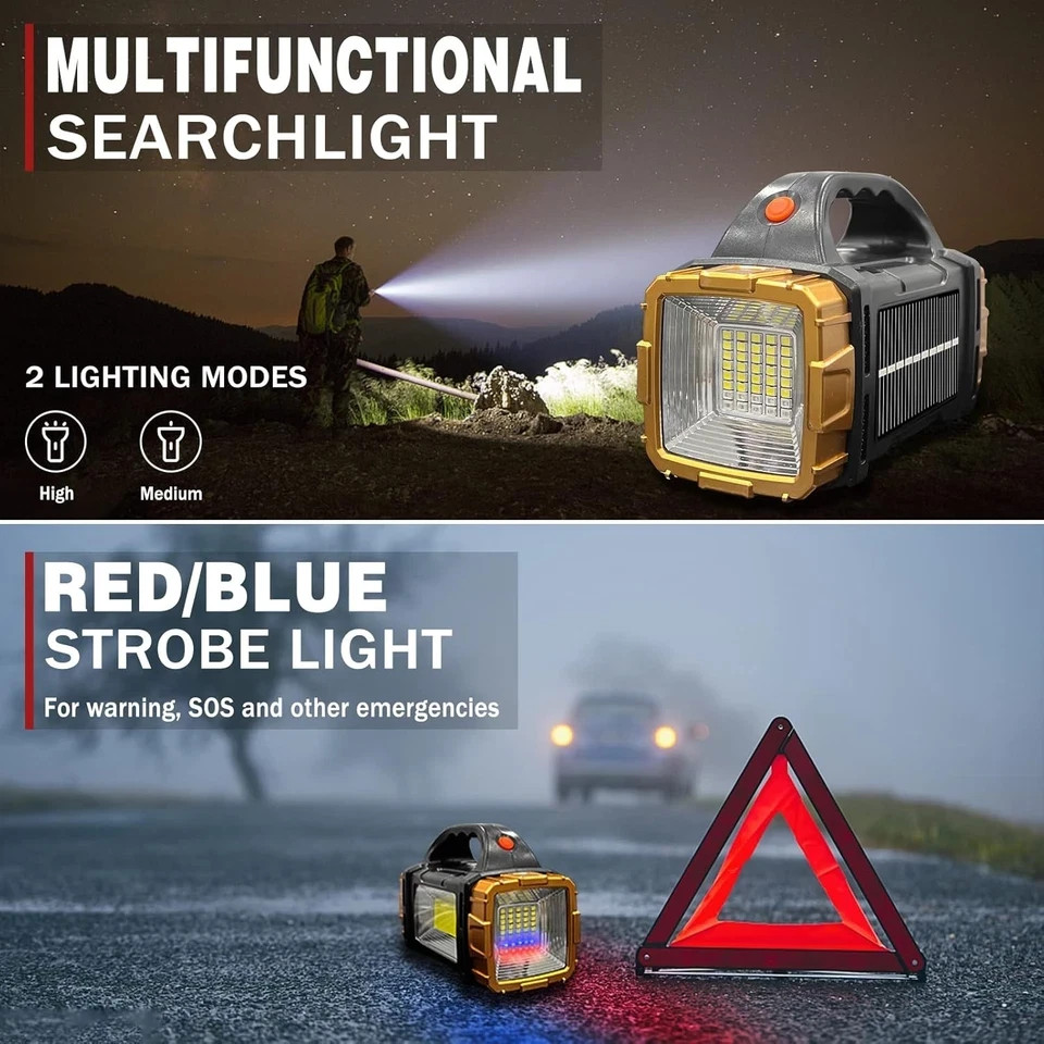 1-Pack Solar Flashlight High Lumens Rechargeable Outdoor Waterproof Spotlight LE