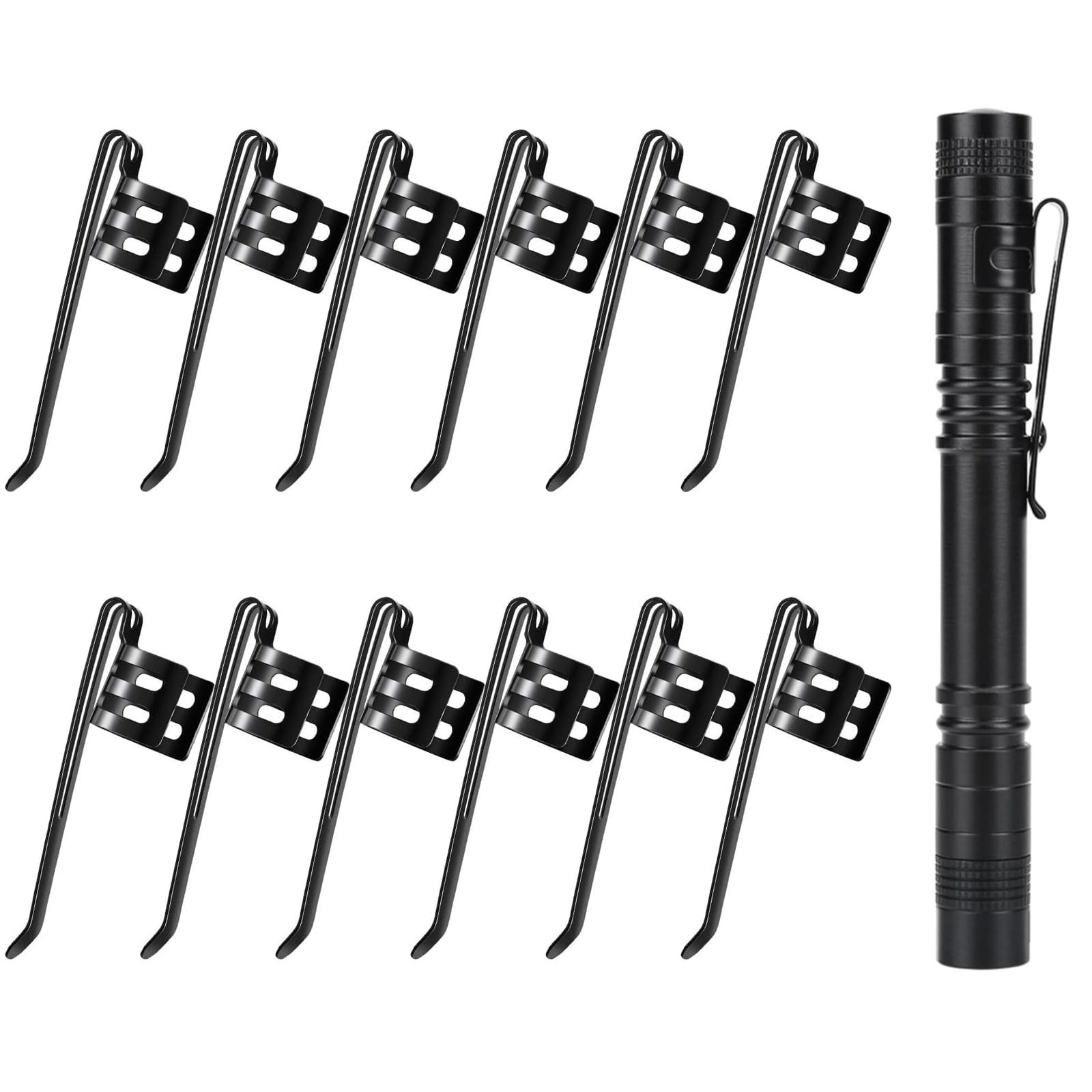 20 Pieces Replacement Flashlight Clip for Removable Accessories, Black Pocket…