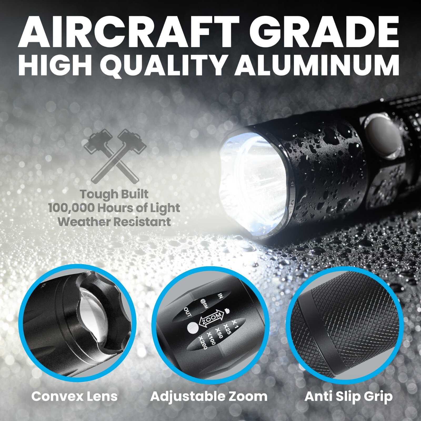 Bell + Howell Tac Light High Performance Ultra Bright Flashlight – 3 Pack