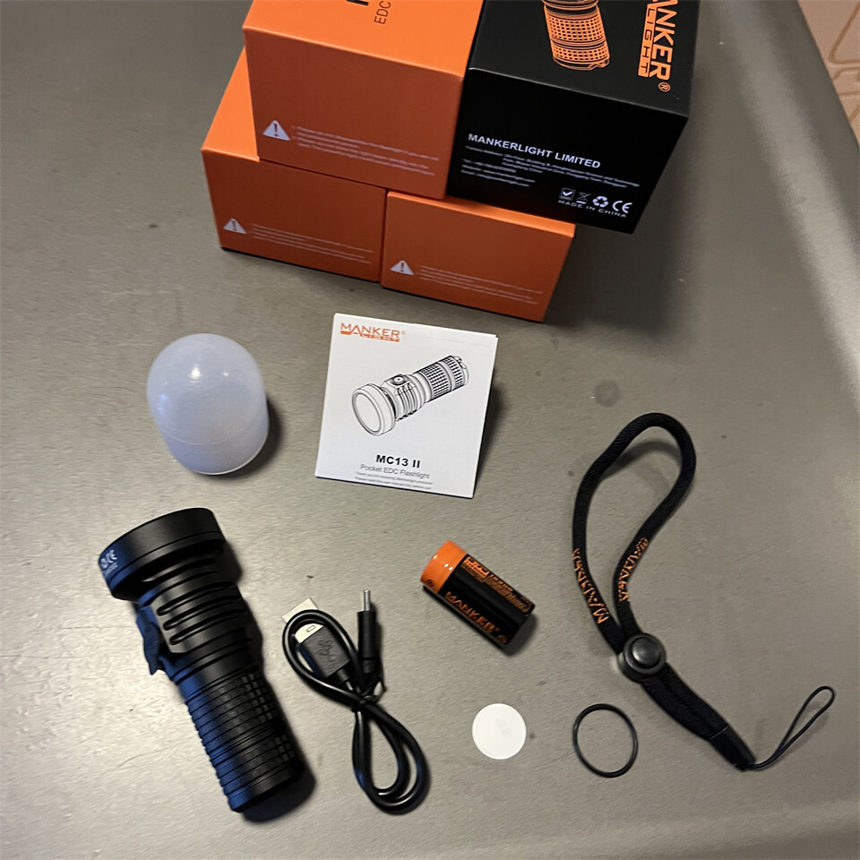 Mankerlight 2000 Lumen 600 Meter Mini EDC Flashlight USB C Rechargeable Black