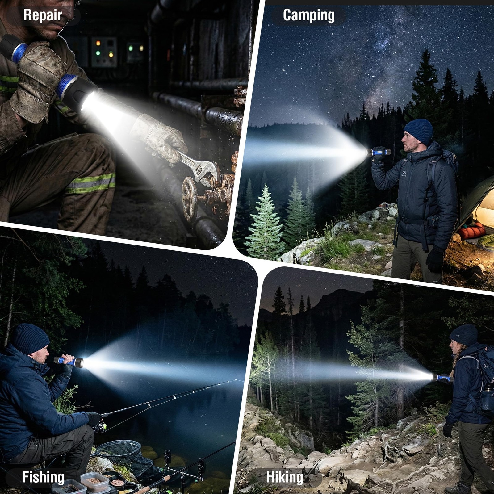 WORKPRO Rechargeable Flashlight High Lumens, IPX7 Aluminum Flash Light | Super B