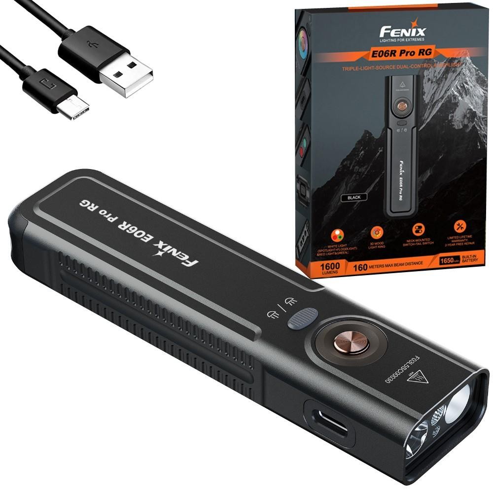 Fenix E06R Pro RG 1600 Lumen Flat Rechargeable LED Flashlight Green pointer mood