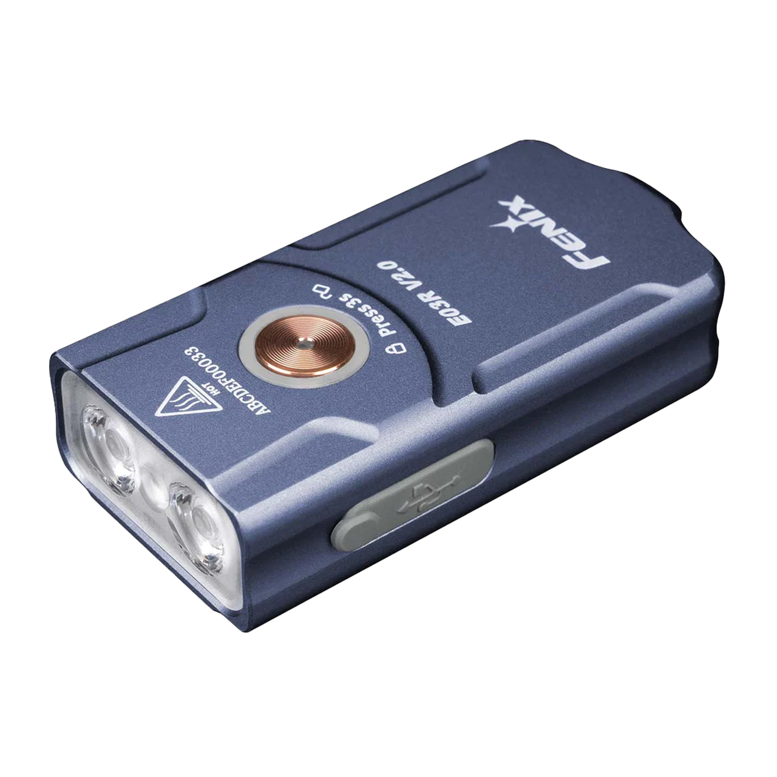 Fenix E03R v2.0 500 Lumen Rechargeable Keychain Flashlight with Red LED (Blue)