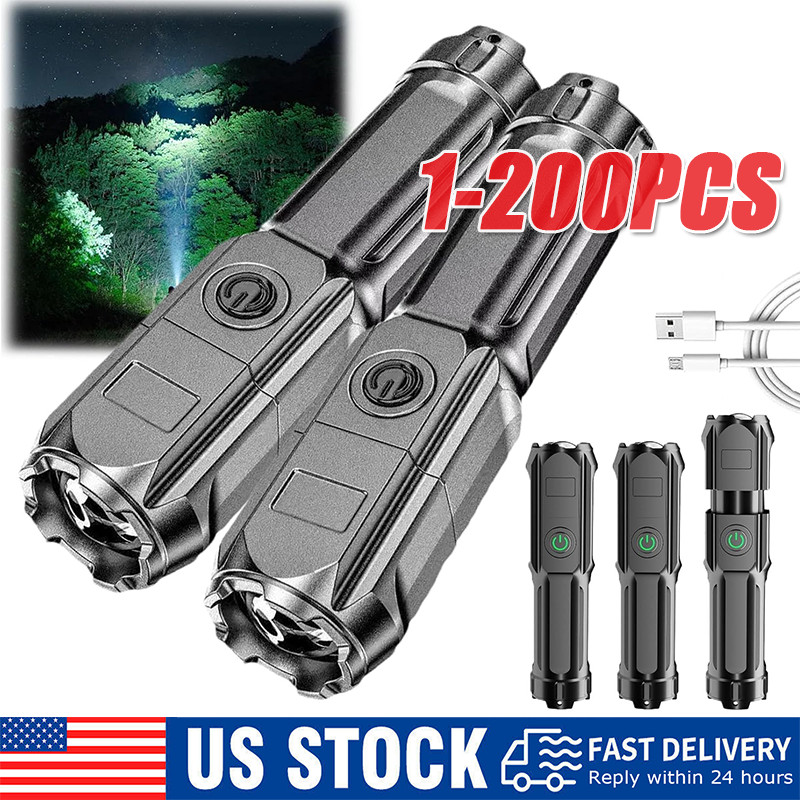 Rechargeable 990000LM LED Flashlight Tactical Police Super Bright Torch Zoomable