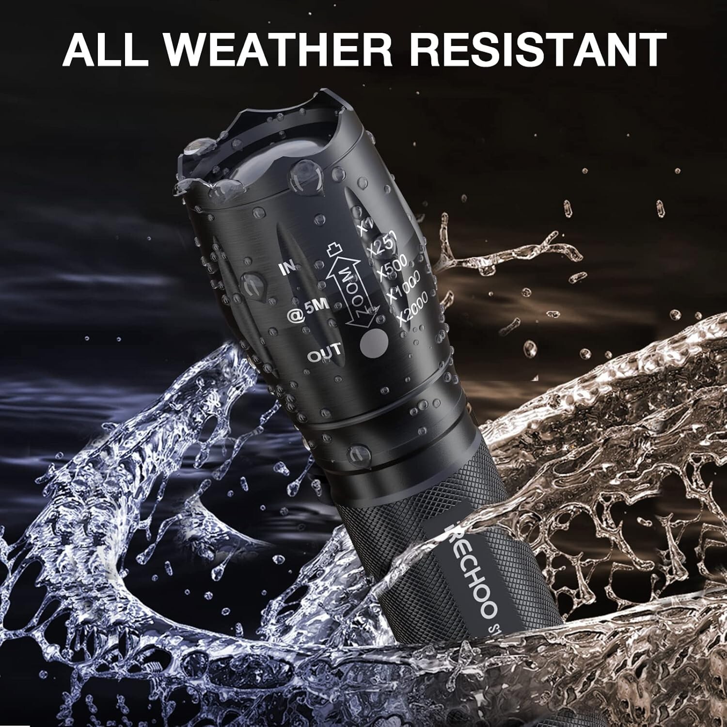 Tactical Flashlight 2 Pack, Bright Zoomable LED Flashlights High Lumens with 5 M
