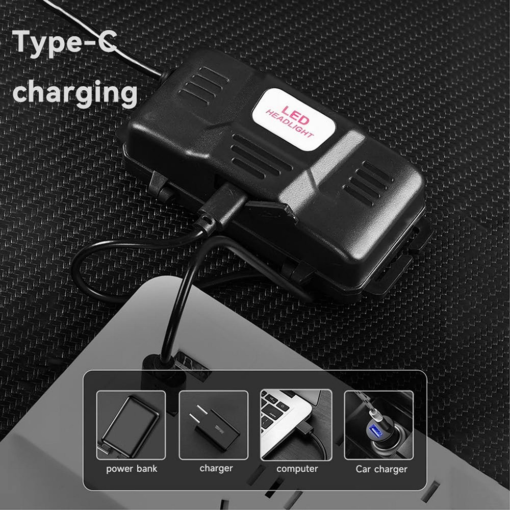 1200000LM LED Headlamp USB Rechargeable Super Bright Zoom Head Torch Headlight