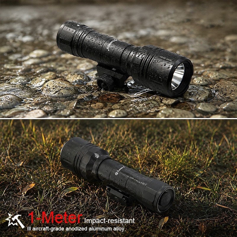 FL12W Tactical Flashlight MAX 1200 Lumens 3 Modes Push-button Tail Switch Rifle