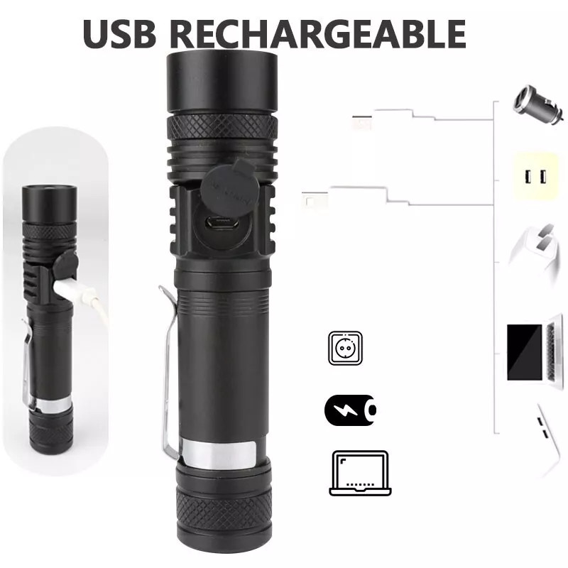 990000LM Rechargeable LED Flashlight Tactical Police Super Bright Torch Zoomable