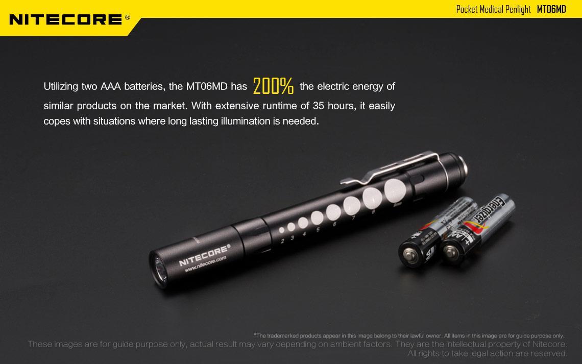 Nitecore MT06MD 180 Lumen LED Penlight with Pupil Gauge – Uses 2x AAA Batteries