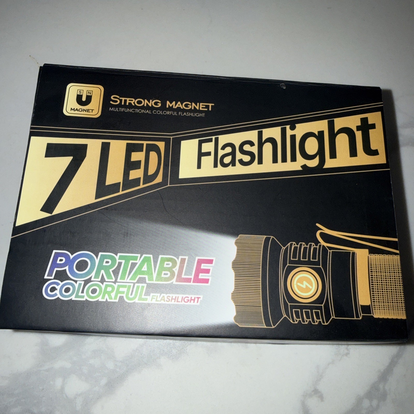 Flashlight, Rechargeable, Magnetic With Red Blue Green And Uv Light ￼