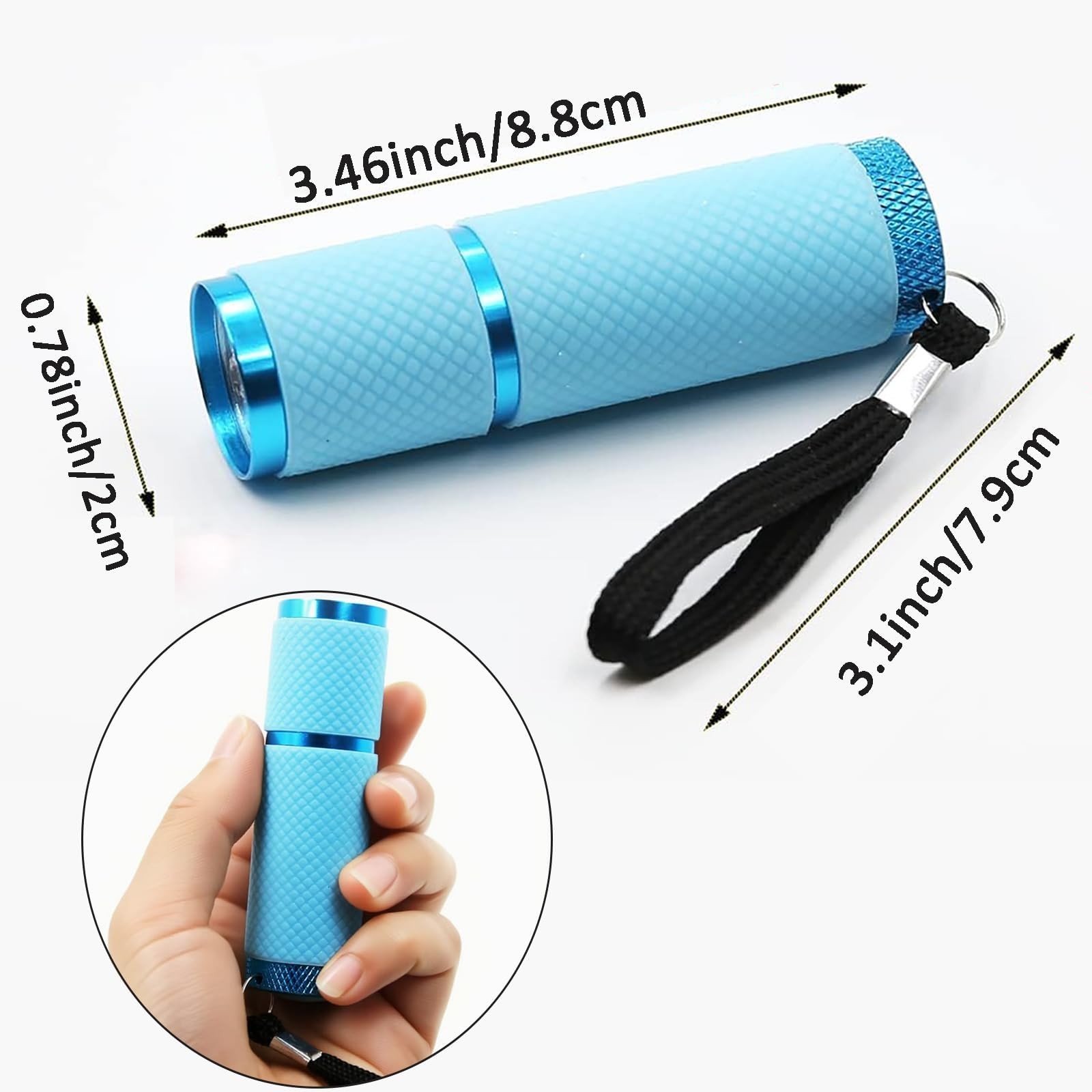 4 Pack Mini Flashlights, 9 LED Glow-in-The-Dark Aluminum Lights with Straps –…