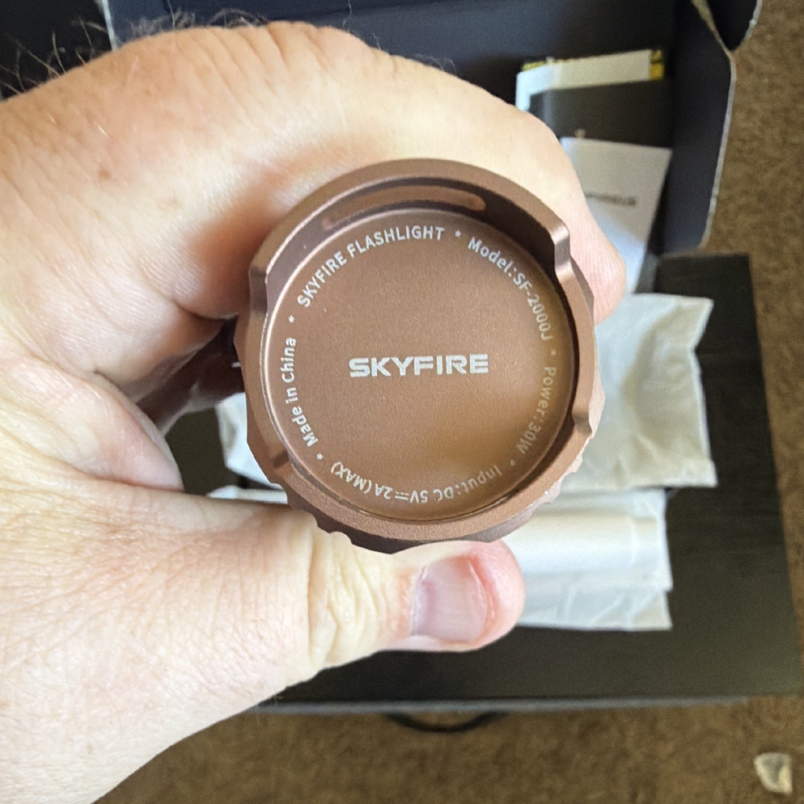 SKYFIRE SF-2000J Rechargeable LED Flashlight 5V Bronze/Gray