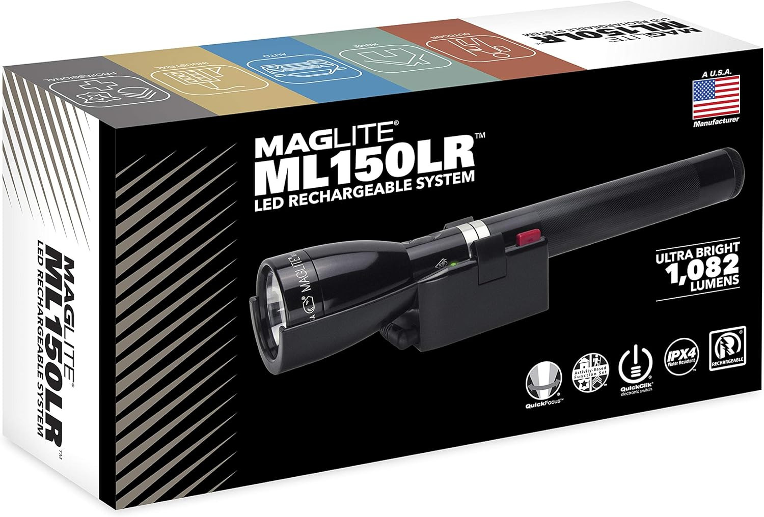 ML150LR Rechargeable LED Flashlight – 1,082 Lumens, Tactical Multi-Mode Light
