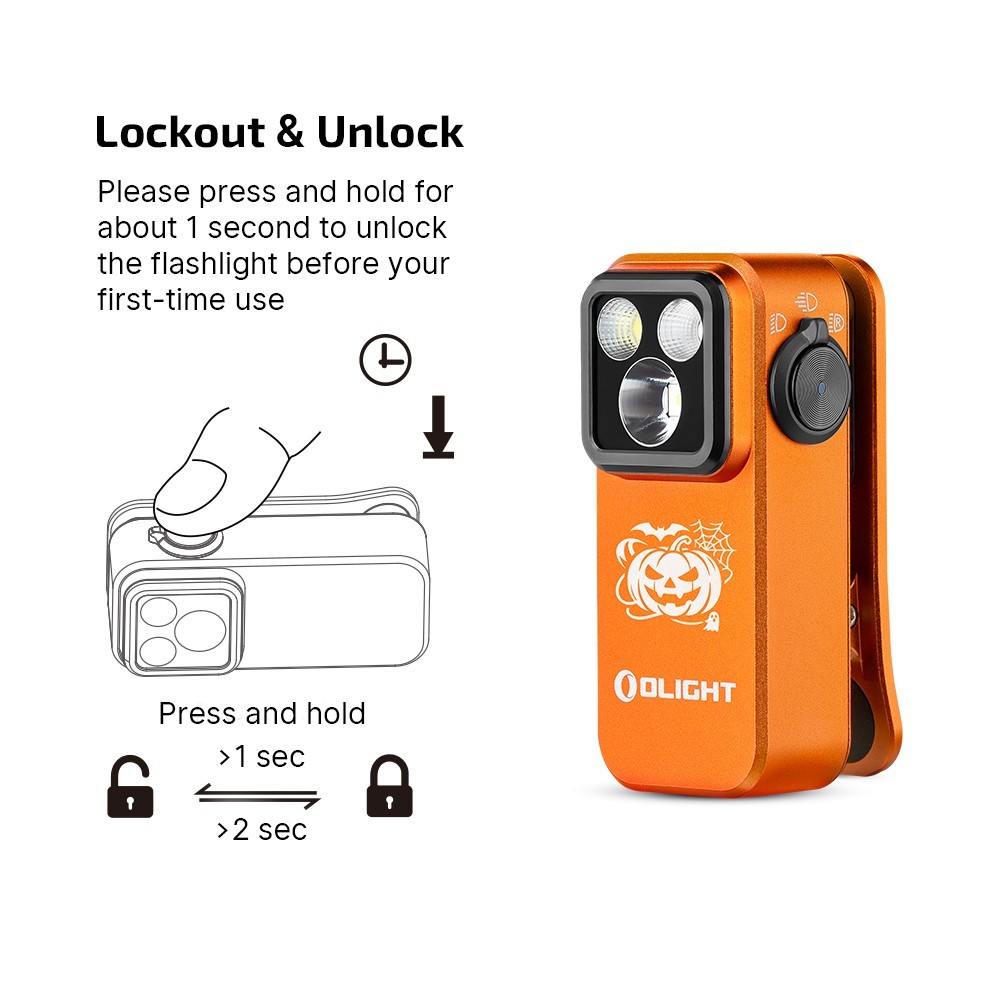 Olight Oclip Pro Orange Halloween Special Editions 1&2 Clip on Lights, 500 Lumen