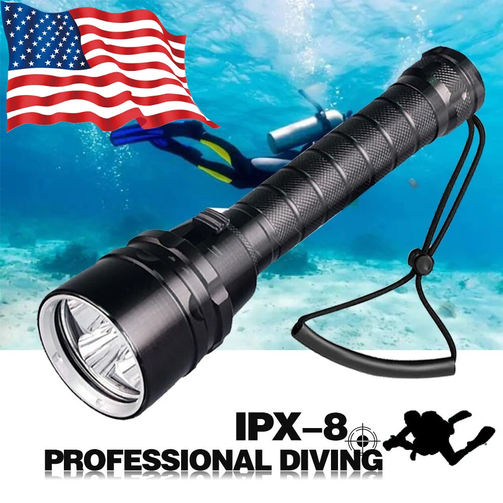 Bright 80000LM 5*LED Diving Flashlights Tactical Torch Underwater 200M