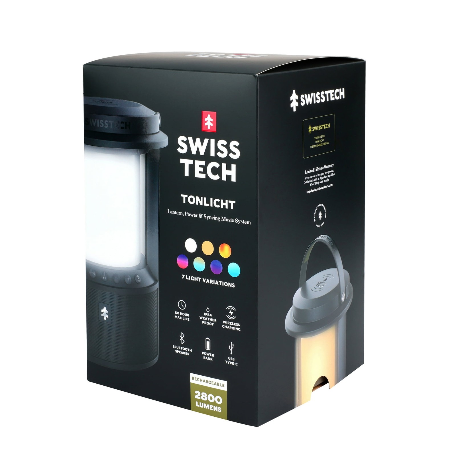 Swiss Tech Smart LED Lantern & Bluetooth Speaker, 2800 Lumen, Rechargeable Outdo