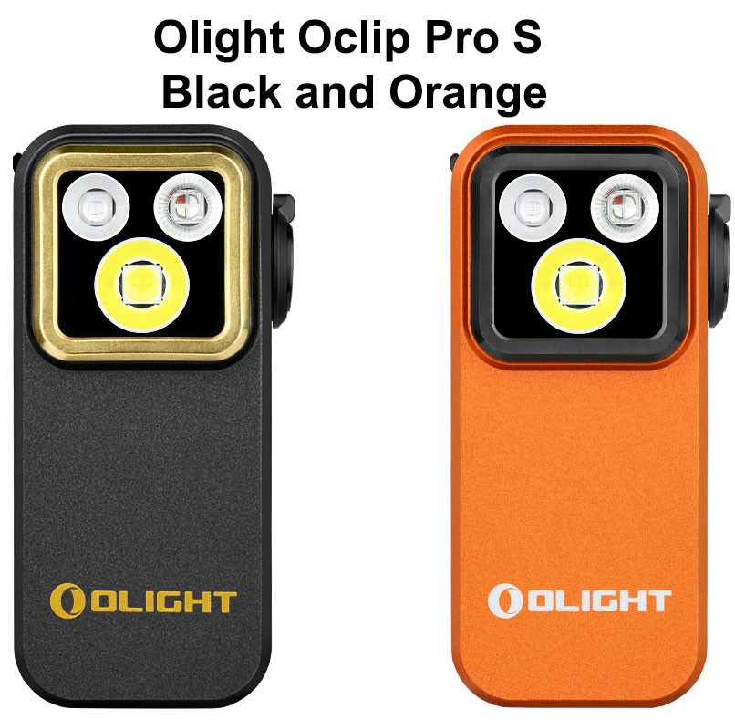 Olight Oclip Pro S EDC Clip Flashlight, 600 Lu White, UV, RGB, Black & Orange
