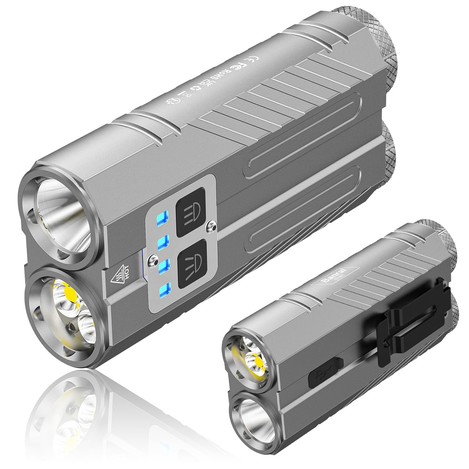 Banral 2Pack Flat Tactical Flashlight Rechargeable, 3100 High Lumens Powerful…