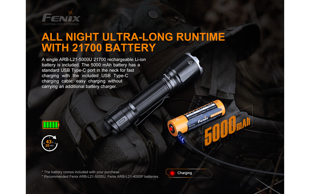Fenix TK16 V2 3100 Lumen Long Throw Flashlight + 2x Rechargeable Battery