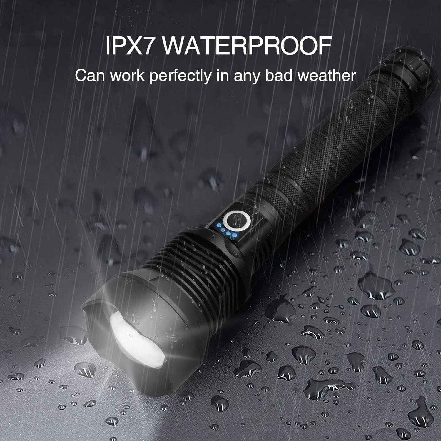 90,000 Lumens Rechargeable LED Flashlight – Waterproof & 5 Modes for Emergencies