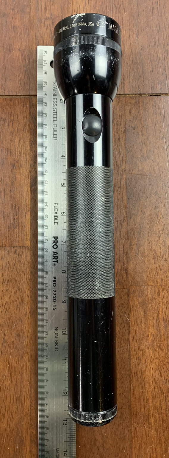 Vintage MAG-LITE MAGLITE FLASH LIGHT 12 1/2” INCH 3D CELL Black Tested & Working