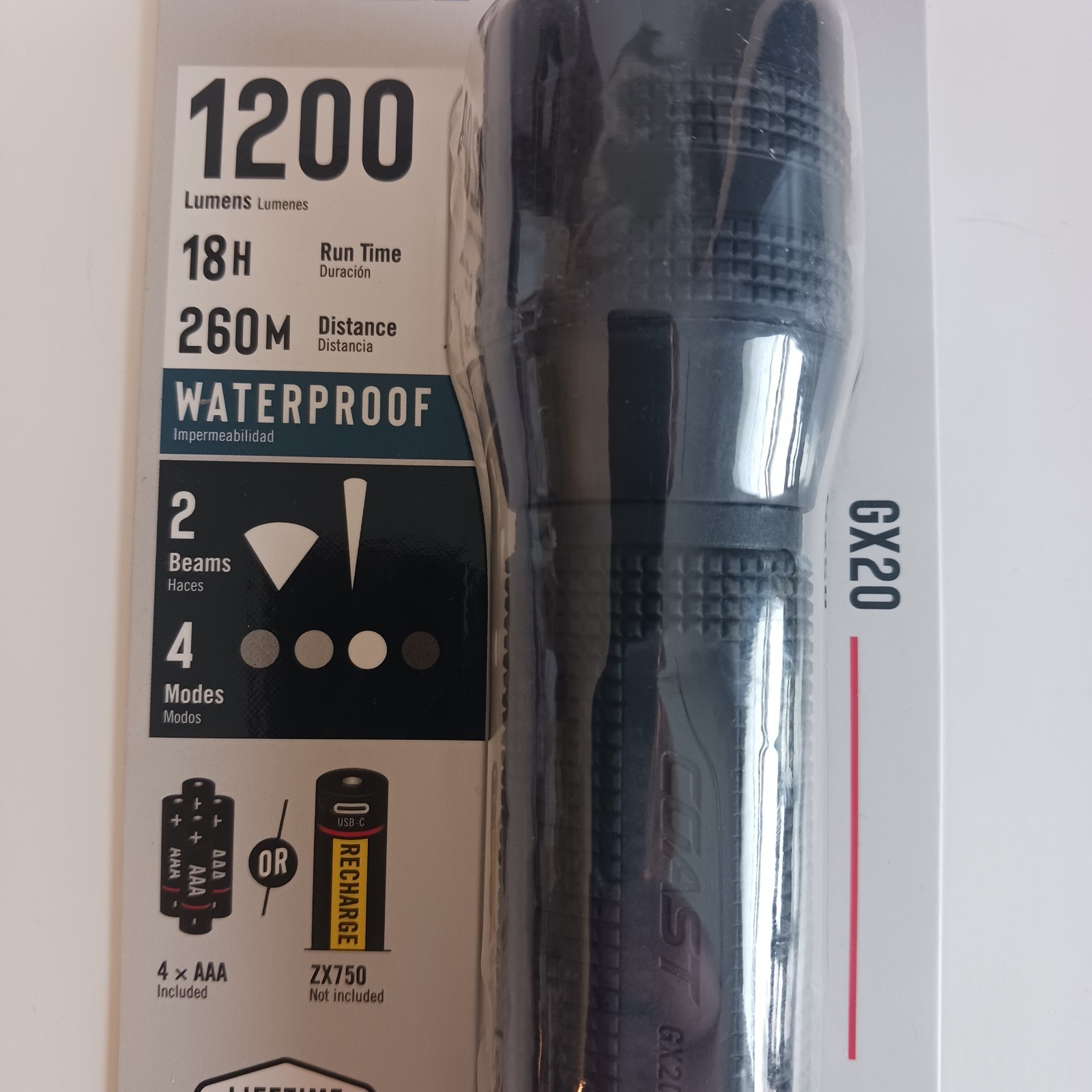 Coast Gx20 1200 Lumens Flashlight Waterproof Dust Proof Spot Flood 260 M Dist.